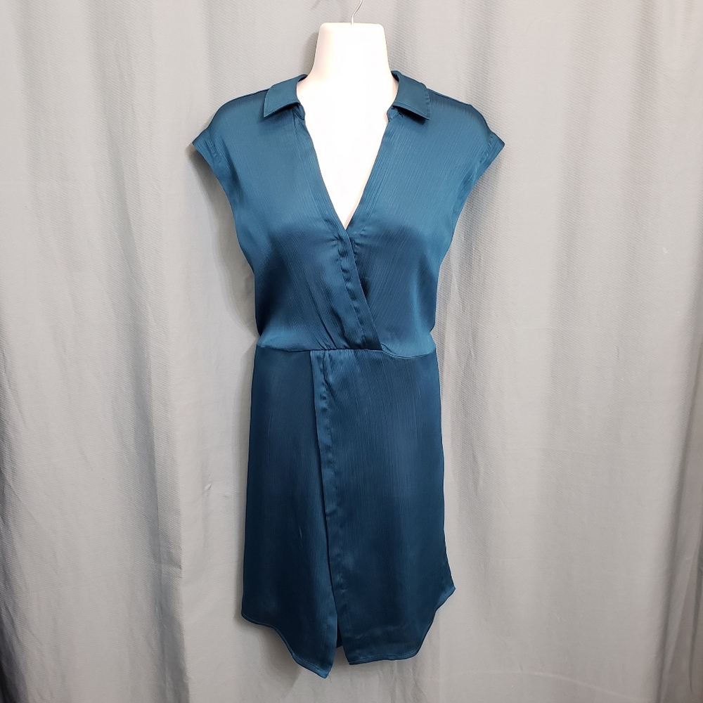 Joie Cap Sleeve Collared V-Neck Turquoise Size M